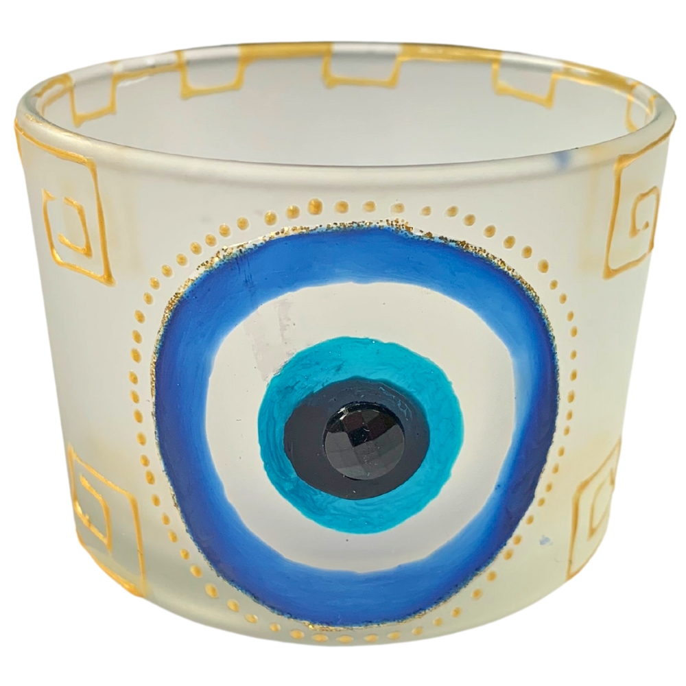 Castiçal De Vidro Olho Grego 07cm