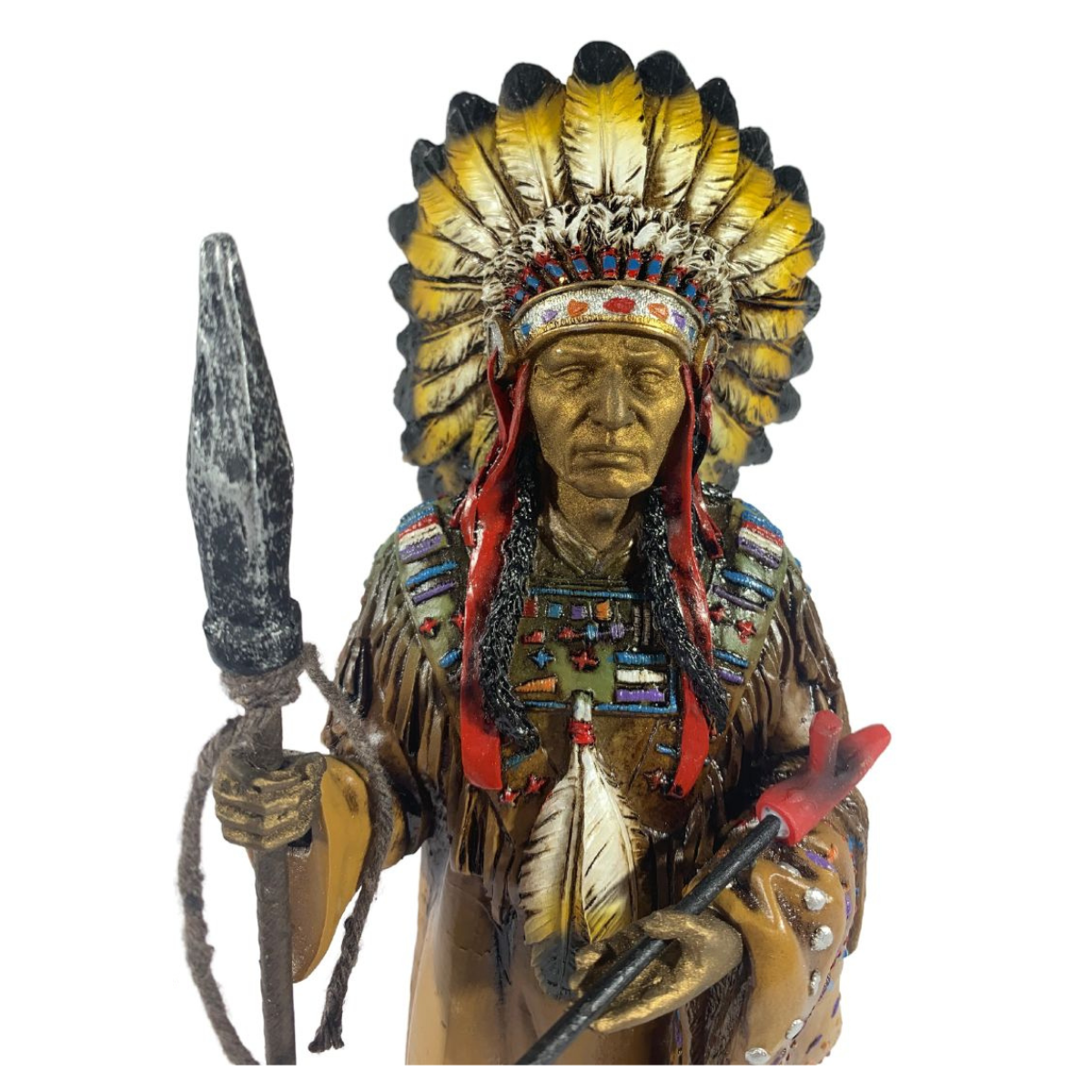 Índio Xamânico 34cm Resina Artesanal Caboclo Decoração