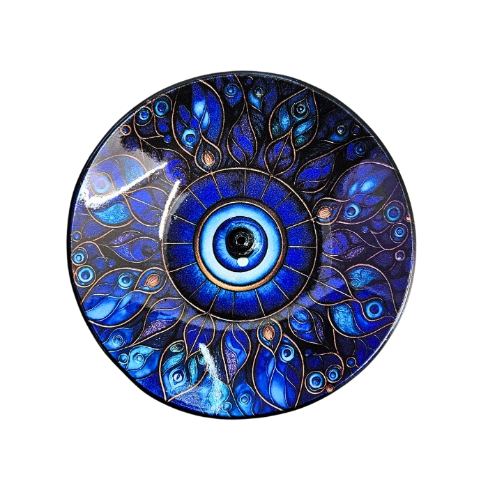 Incensário Vidro Bowl Olho Grego Folhas