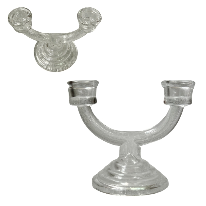 Castiçal de Vidro Para Duas Velas Palito 15cm