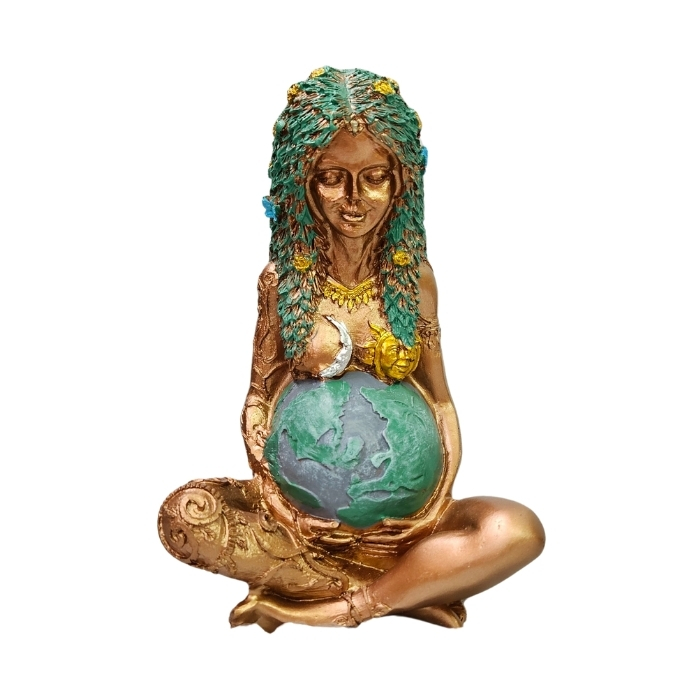 Deusa Gaia Colorida 14cm Estátua Decorativa de Resina