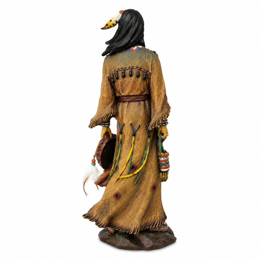 Estátua Índia em Resina 52cm Decoração Indígena