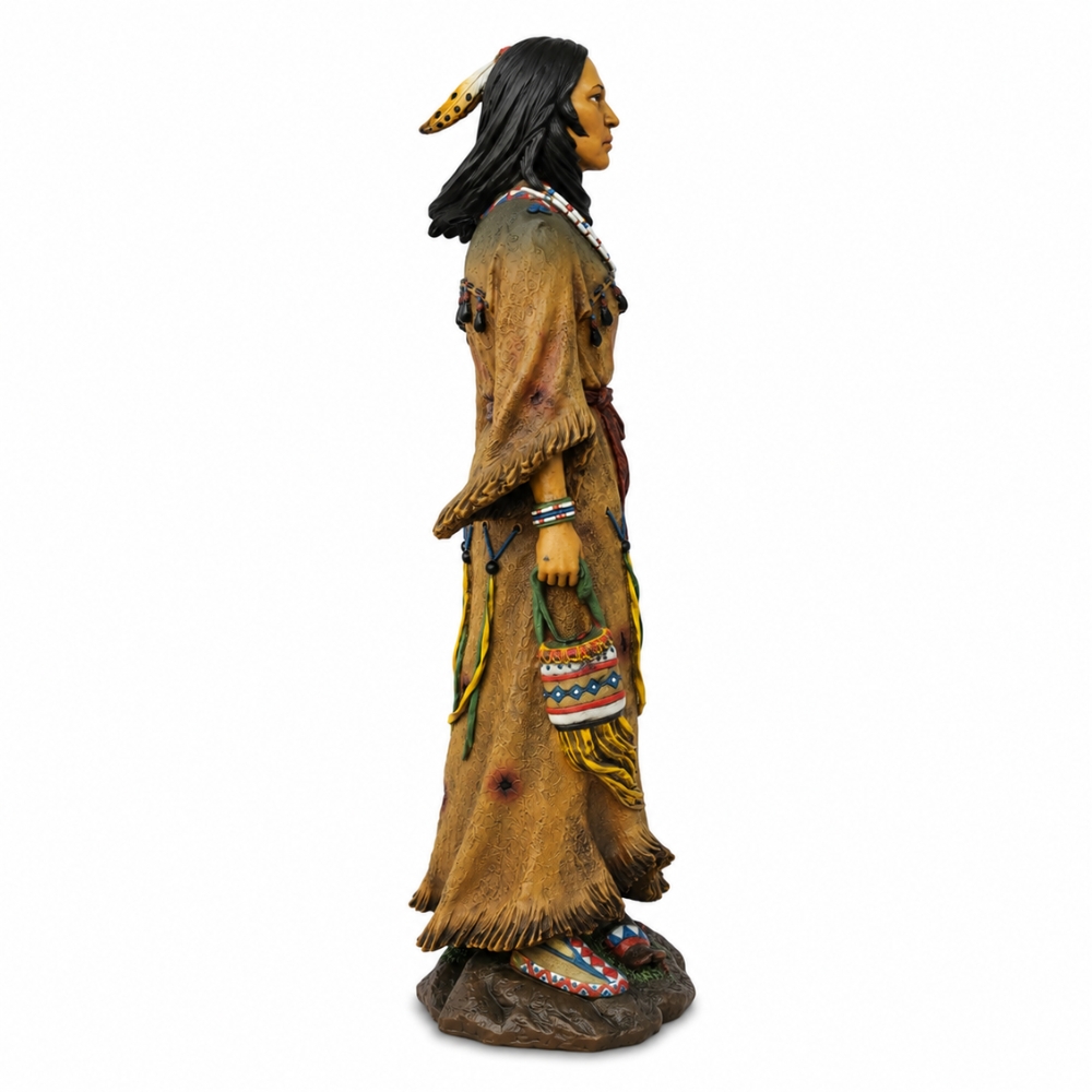 Estátua Índia em Resina 52cm Decoração Indígena